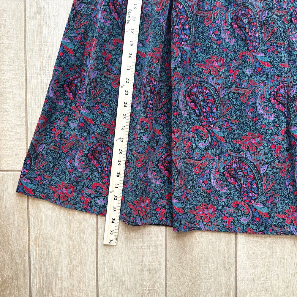VTG 90s L L Bean Corduroy Paisley Midi Skirt Size 12 Cottagecore Pleated Prairie - Picture 10 of 10